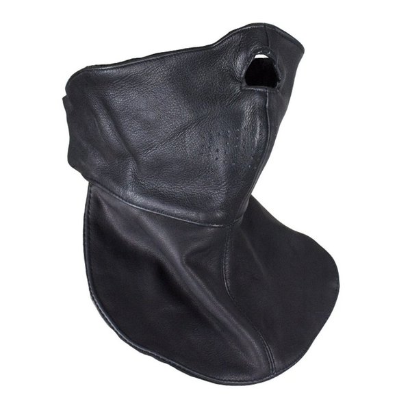 EUC Black Leather Motorcycle Face Mask with Neck Warmer - Picture 1 of 1
